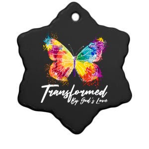 Transformed By Gods Love Painted Butterfly Ceramic Star Ornament