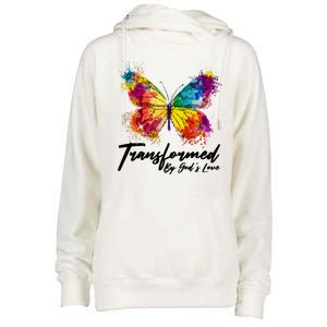 Transformed By Gods Love Painted Butterfly Womens Funnel Neck Pullover Hood