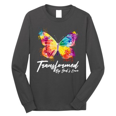 Transformed By Gods Love Painted Butterfly Long Sleeve Shirt