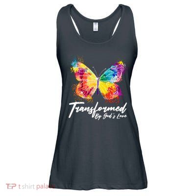 Transformed By Gods Love Painted Butterfly Ladies Essential Flowy Tank