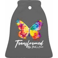 Transformed By Gods Love Painted Butterfly Ceramic Bell Ornament