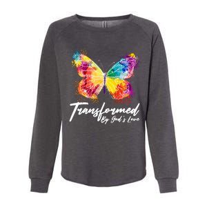 Transformed By Gods Love Painted Butterfly Womens California Wash Sweatshirt