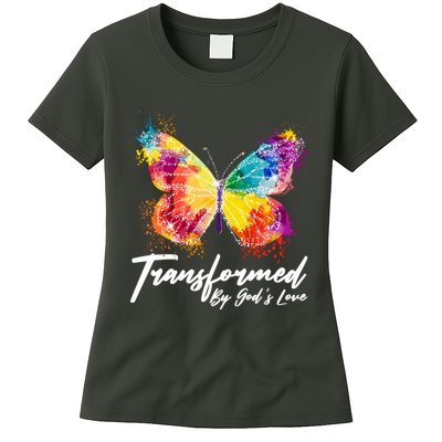 Transformed By Gods Love Painted Butterfly Womens T-Shirt