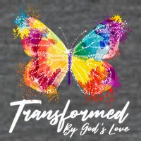 Transformed By Gods Love Painted Butterfly Women's V-Neck T-Shirt