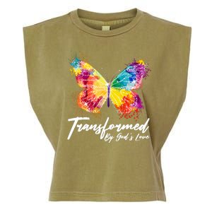 Transformed By Gods Love Painted Butterfly Garment-Dyed Women's Muscle Tee