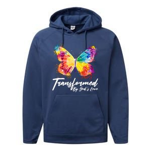 Transformed By Gods Love Painted Butterfly Performance Fleece Hoodie