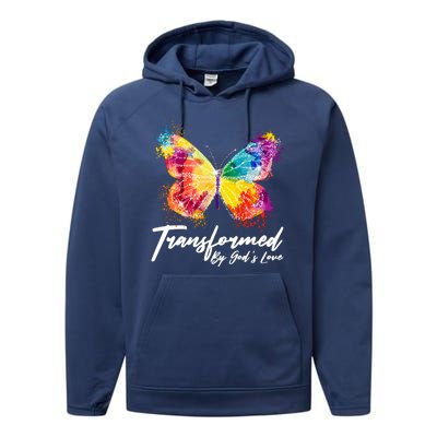 Transformed By Gods Love Painted Butterfly Performance Fleece Hoodie