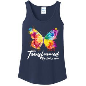 Transformed By Gods Love Painted Butterfly Ladies Essential Tank