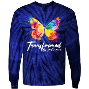 Transformed By Gods Love Painted Butterfly Tie-Dye Long Sleeve Shirt