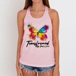 Transformed By Gods Love Painted Butterfly Women's Knotted Racerback Tank