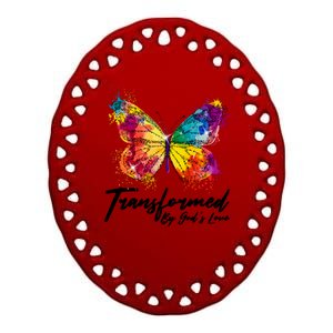 Transformed By Gods Love Painted Butterfly Ceramic Oval Ornament