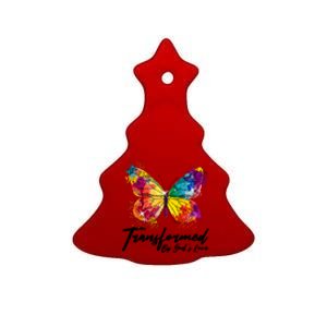 Transformed By Gods Love Painted Butterfly Ceramic Tree Ornament