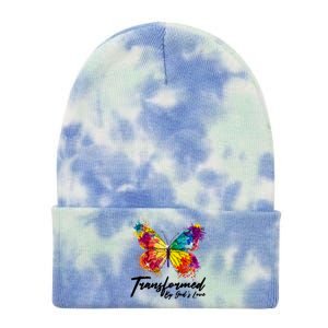 Transformed By Gods Love Painted Butterfly Tie Dye 12in Knit Beanie