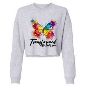 Transformed By Gods Love Painted Butterfly Cropped Pullover Crew