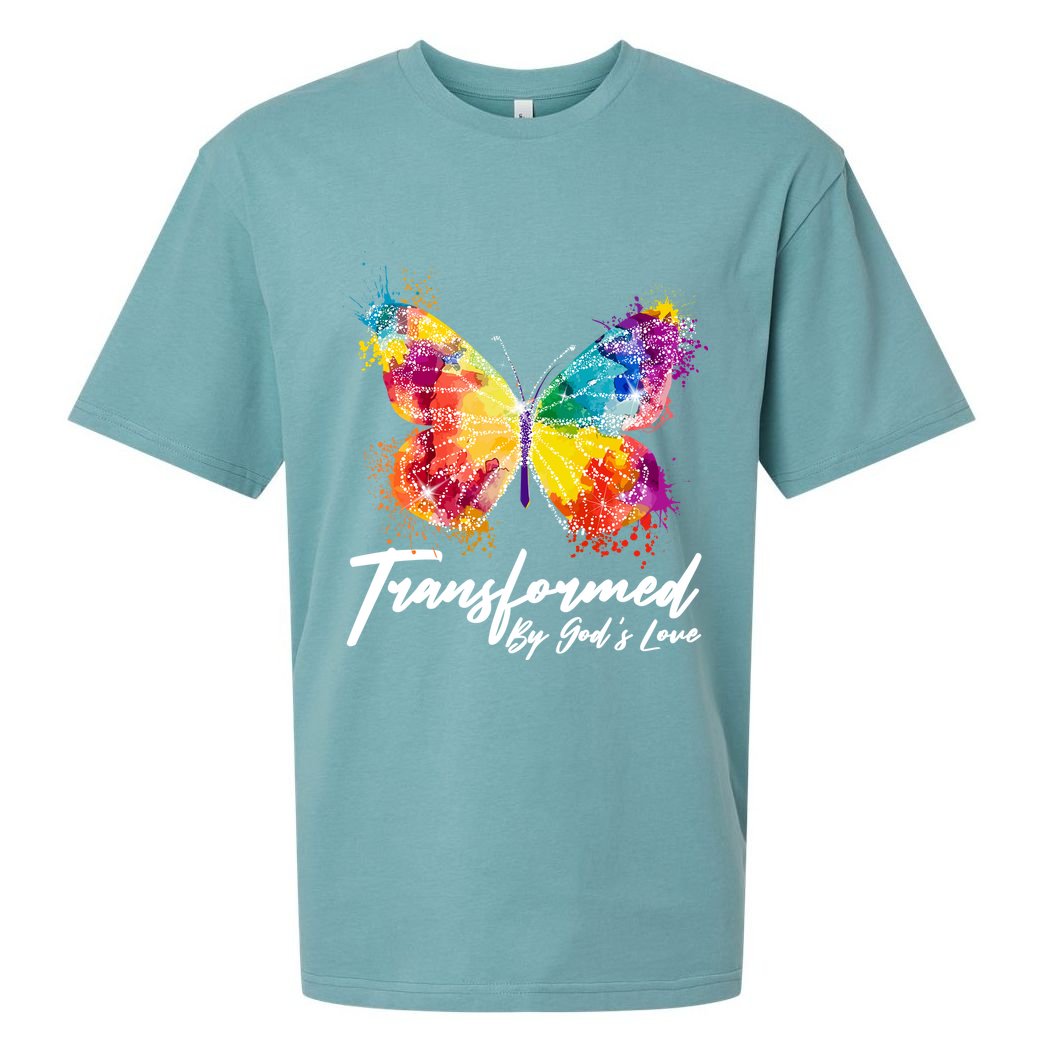 Transformed By Gods Love Painted Butterfly Sueded Cloud Jersey T-Shirt