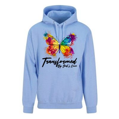 Transformed By Gods Love Painted Butterfly Unisex Surf Hoodie