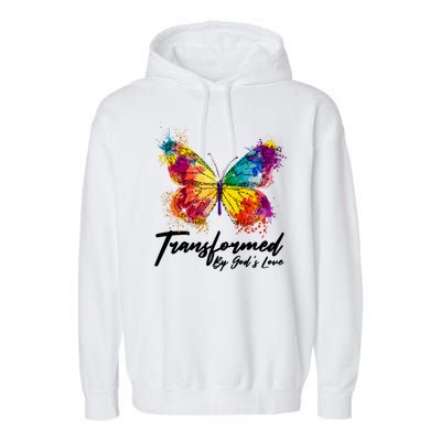 Transformed By Gods Love Painted Butterfly Garment-Dyed Fleece Hoodie