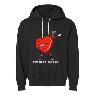 The Beat Goes On Dabbing Heart With Pacemaker Recipient Garment-Dyed Fleece Hoodie