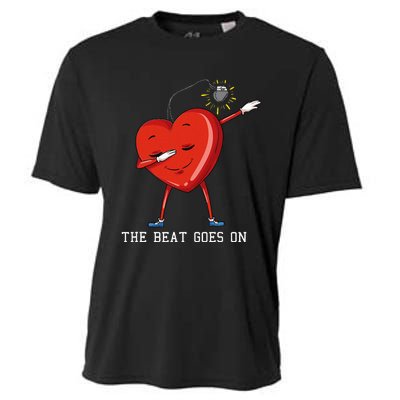 The Beat Goes On Dabbing Heart With Pacemaker Recipient Cooling Performance Crew T-Shirt