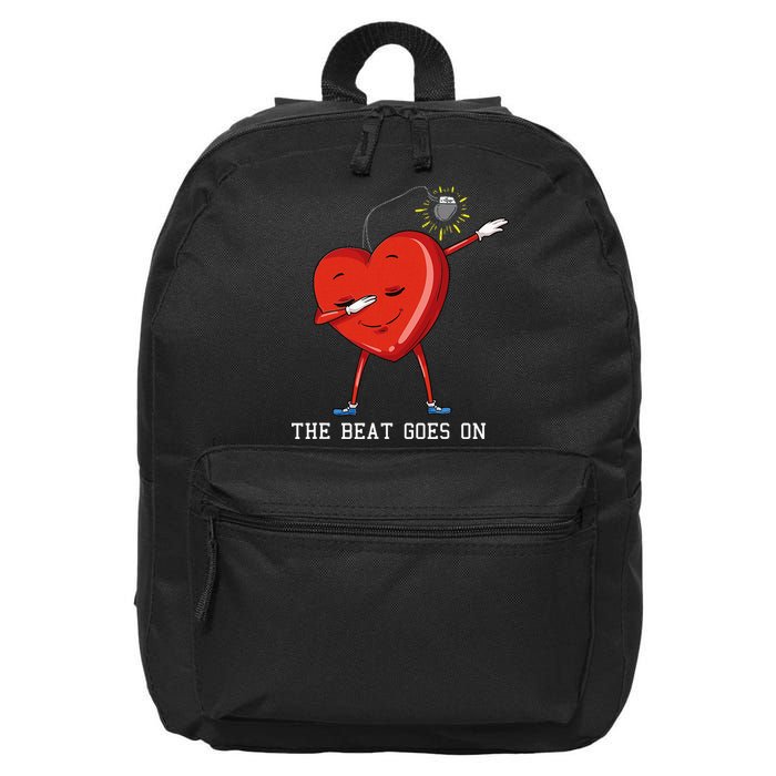 The Beat Goes On Dabbing Heart With Pacemaker Recipient 16 in Basic Backpack