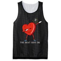 The Beat Goes On Dabbing Heart With Pacemaker Recipient Mesh Reversible Basketball Jersey Tank