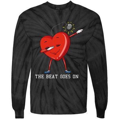 The Beat Goes On Dabbing Heart With Pacemaker Recipient Tie-Dye Long Sleeve Shirt