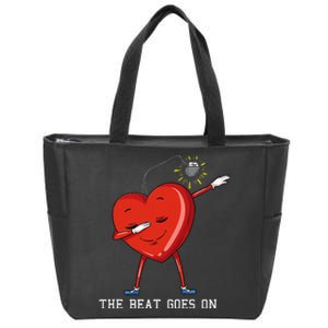 The Beat Goes On Dabbing Heart With Pacemaker Recipient Zip Tote Bag