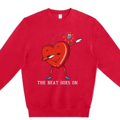 The Beat Goes On Dabbing Heart With Pacemaker Recipient Premium Crewneck Sweatshirt