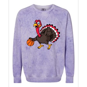 Thanksgiving Basketball Gobble Player Turkey Day Funny Gift Colorblast Crewneck Sweatshirt