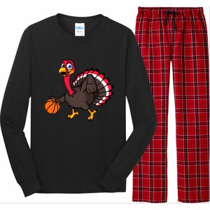 Thanksgiving Basketball Gobble Player Turkey Day Funny Gift Long Sleeve Pajama Set