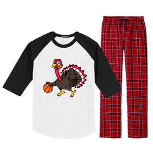 Thanksgiving Basketball Gobble Player Turkey Day Funny Gift Raglan Sleeve Pajama Set