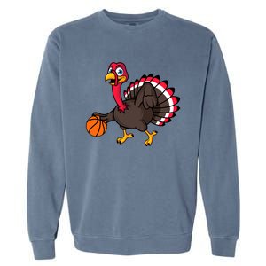 Thanksgiving Basketball Gobble Player Turkey Day Funny Gift Garment-Dyed Sweatshirt