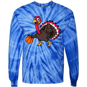 Thanksgiving Basketball Gobble Player Turkey Day Funny Gift Tie-Dye Long Sleeve Shirt