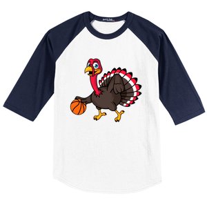 Thanksgiving Basketball Gobble Player Turkey Day Funny Gift Baseball Sleeve Shirt