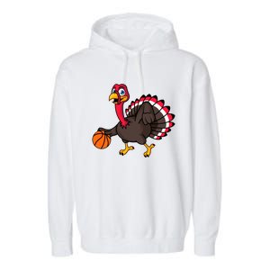 Thanksgiving Basketball Gobble Player Turkey Day Funny Gift Garment-Dyed Fleece Hoodie