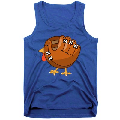 Turkey Baseball Glove Catcher Softball Thanksgiving Mom Cool Gift Tank Top