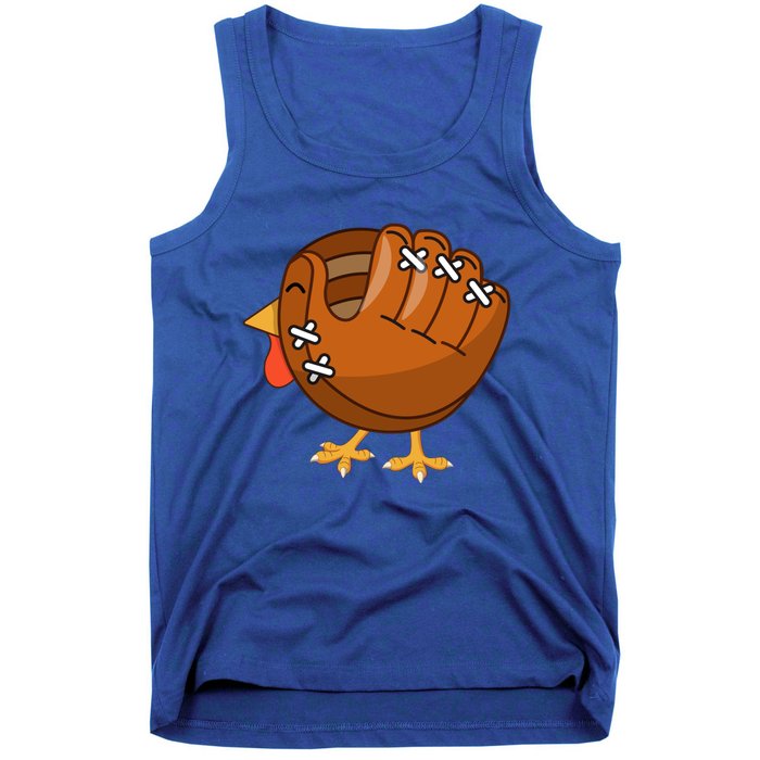 Turkey Baseball Glove Catcher Softball Thanksgiving Mom Cool Gift Tank Top