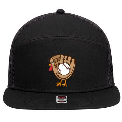 Turkey Baseball Glove Thanksgiving Day Catchers Dads Gift 7 Panel Mesh Trucker Snapback Hat