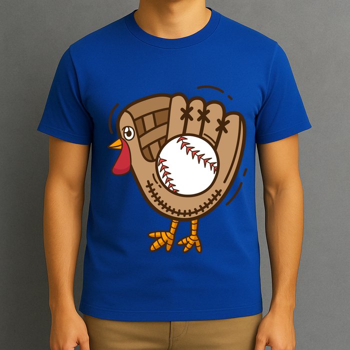 Turkey Baseball Glove Thanksgiving Day Catchers Dads Gift T-Shirt