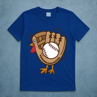 Turkey Baseball Glove Thanksgiving Day Catchers Dads Gift T-Shirt