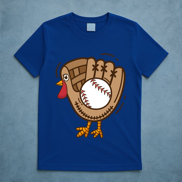 Turkey Baseball Glove Thanksgiving Day Catchers Dads Gift T-Shirt