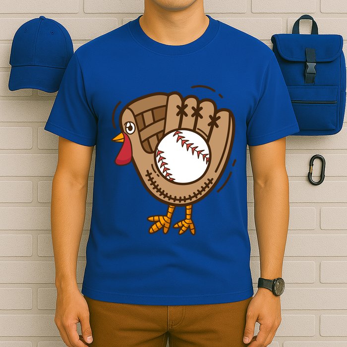 Turkey Baseball Glove Thanksgiving Day Catchers Dads Gift T-Shirt