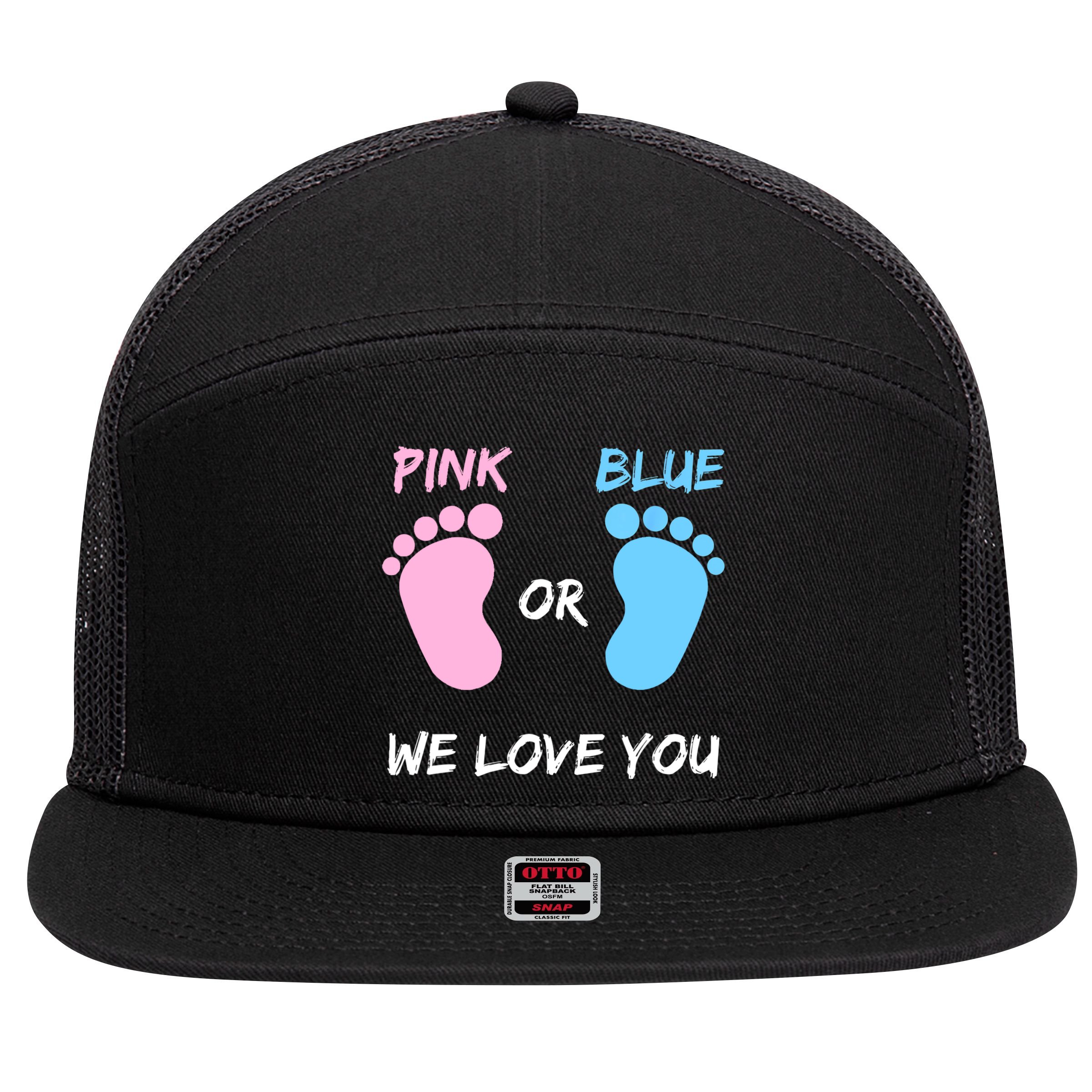 Team Boy Girl Gender Reveal Gift 7 Panel Mesh Trucker Snapback Hat