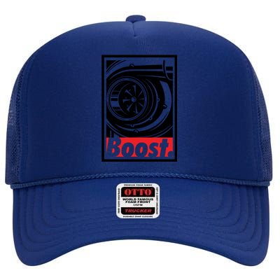 Turbo Boost Gift For Racing And Drift Car Lovers Gift High Crown Mesh Back Trucker Hat