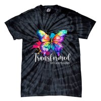 Transformed By Gods Love Colorful Butterfly Tie-Dye T-Shirt