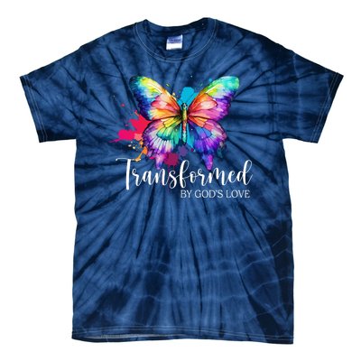 Transformed By Gods Love Colorful Butterfly Tie-Dye T-Shirt