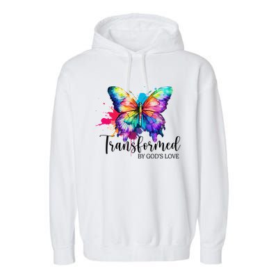 Transformed By Gods Love Colorful Butterfly Garment-Dyed Fleece Hoodie