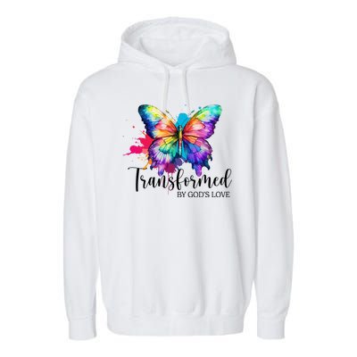 Transformed By Gods Love Colorful Butterfly Garment-Dyed Fleece Hoodie