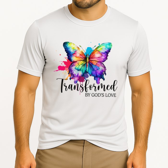 Transformed By Gods Love Colorful Butterfly Performance Shirt