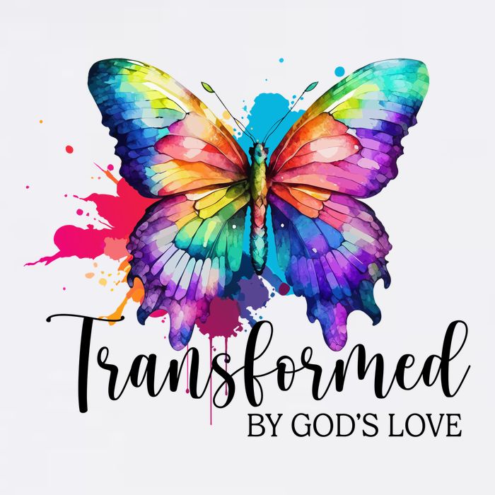 Transformed By Gods Love Colorful Butterfly Performance Shirt